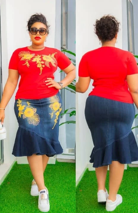 Luxury Turkish  Jean skirt and T-shirt